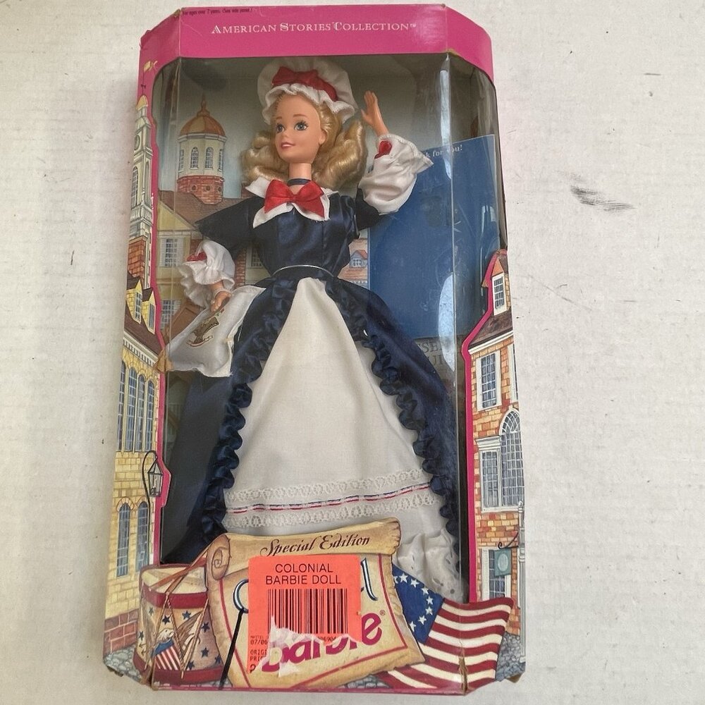 Vintage 1994 Colonial Barbie Special Edition American Stories Collect Box Flawed